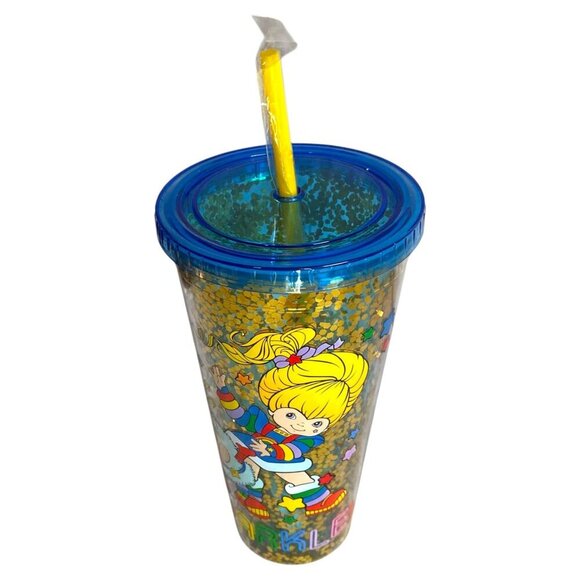 Rainbow Brite & Twink 1980s Sparkle Gold Glitter 32oz Tumbler with Lid & Straw - Picture 4 of 6
